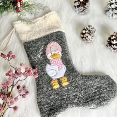 Winter Ente Gans personalisierte Nikolausstiefel Nikolaus Advent Weihnachten